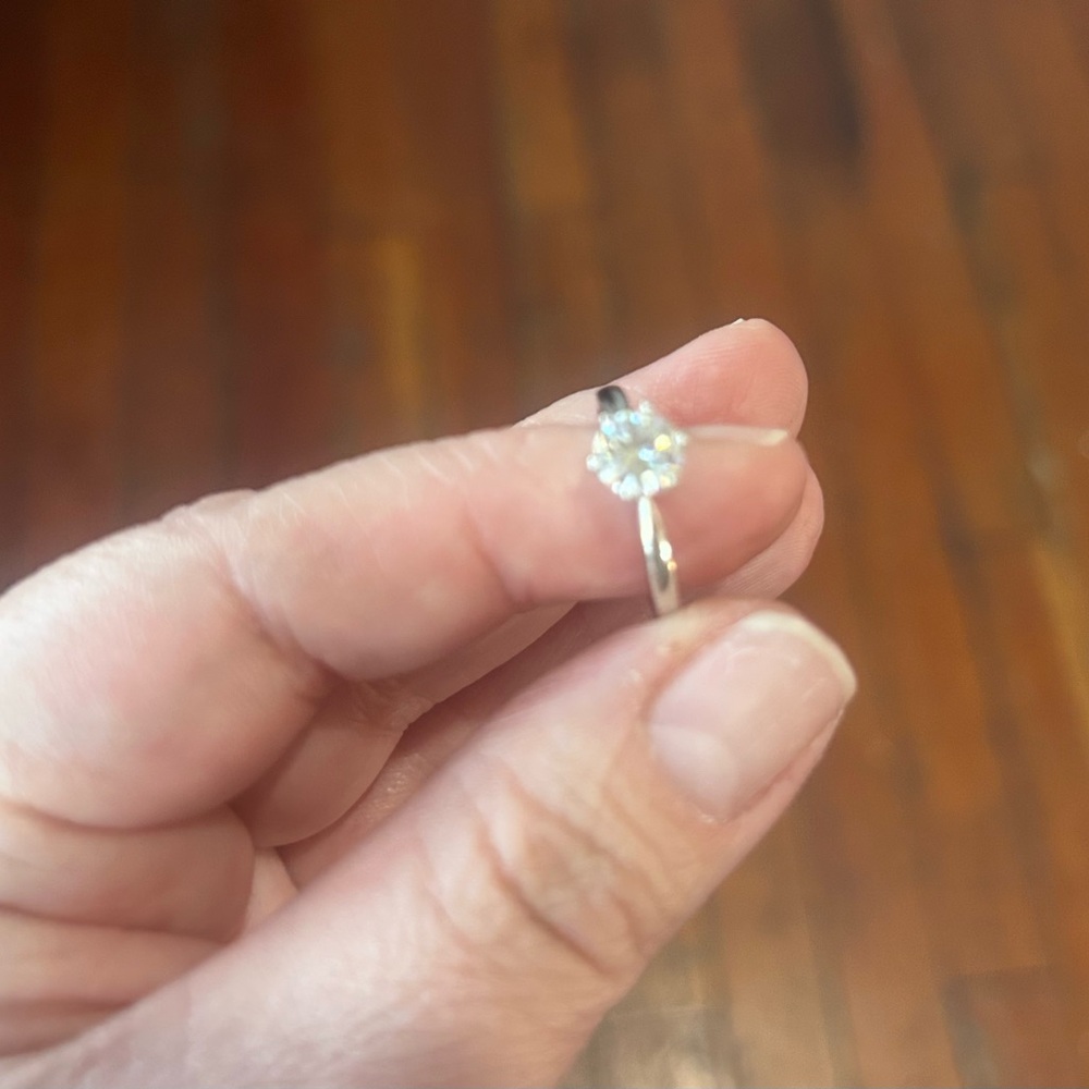 Moissanite silver solitaire ring size 8